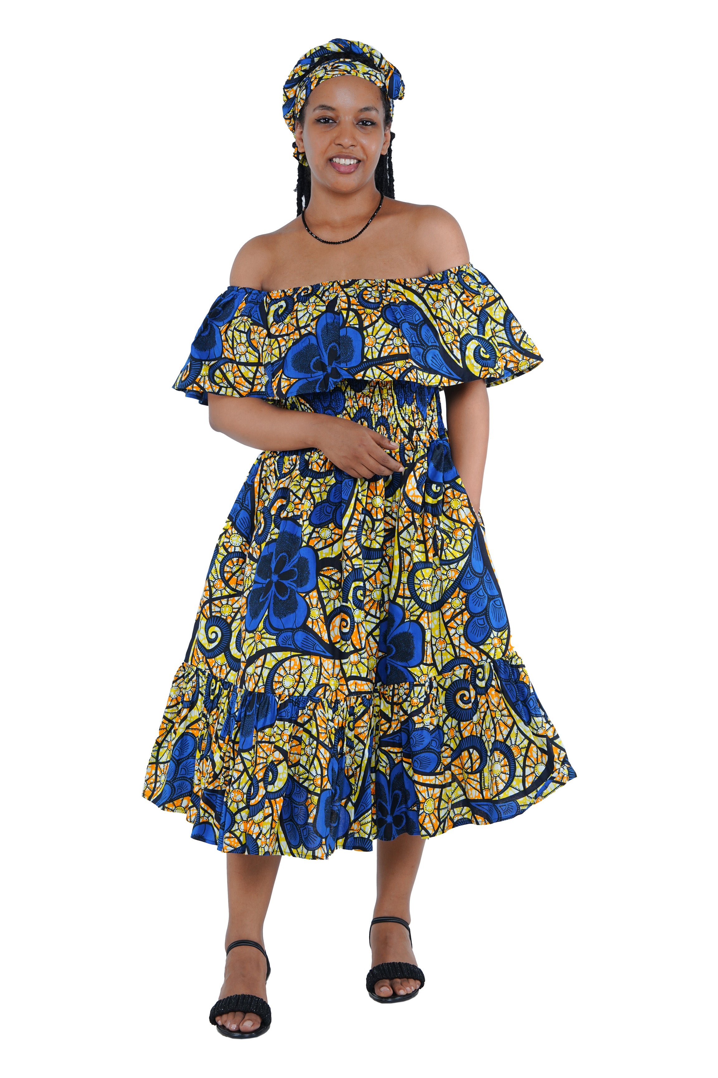 Kente Printed Fit and Flare Dress