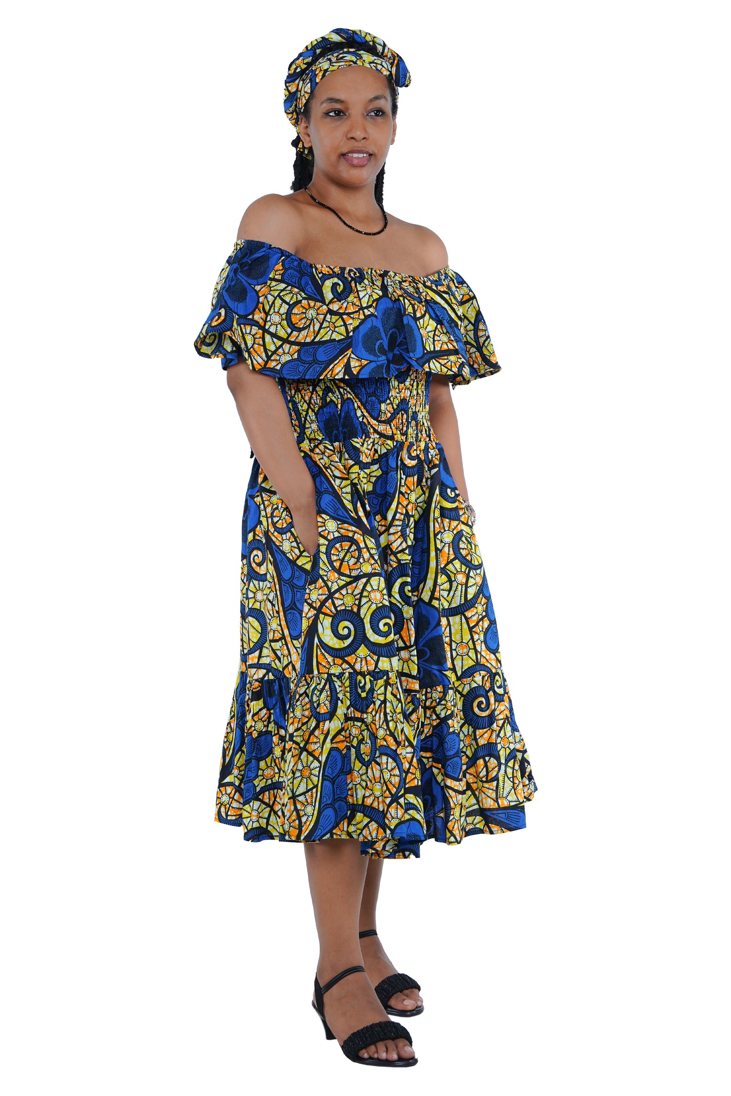 Kente Printed Fit and Flare Dress