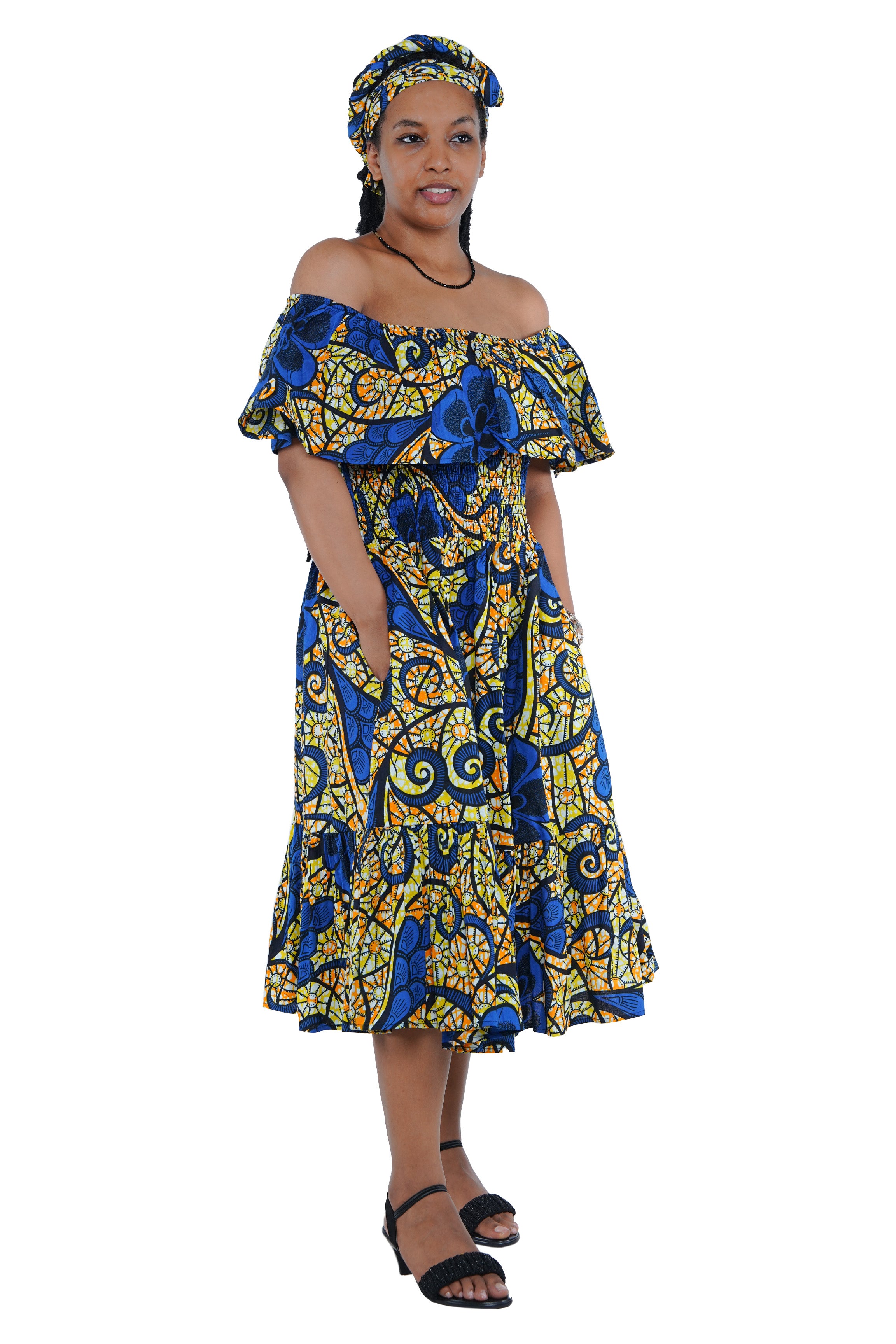Kente Printed Fit and Flare Dress