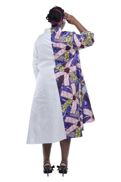 African High Low Swing Dress 100% Cotton + Headwrap | Ankara Print | One Size