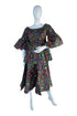 African ladies smocked peplum blouse and skirt set with matching headwrap