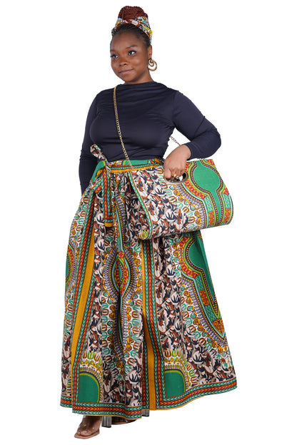 African Long Maxi Skirt With Handbag