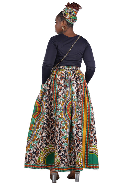 African Long Maxi Skirt With Handbag