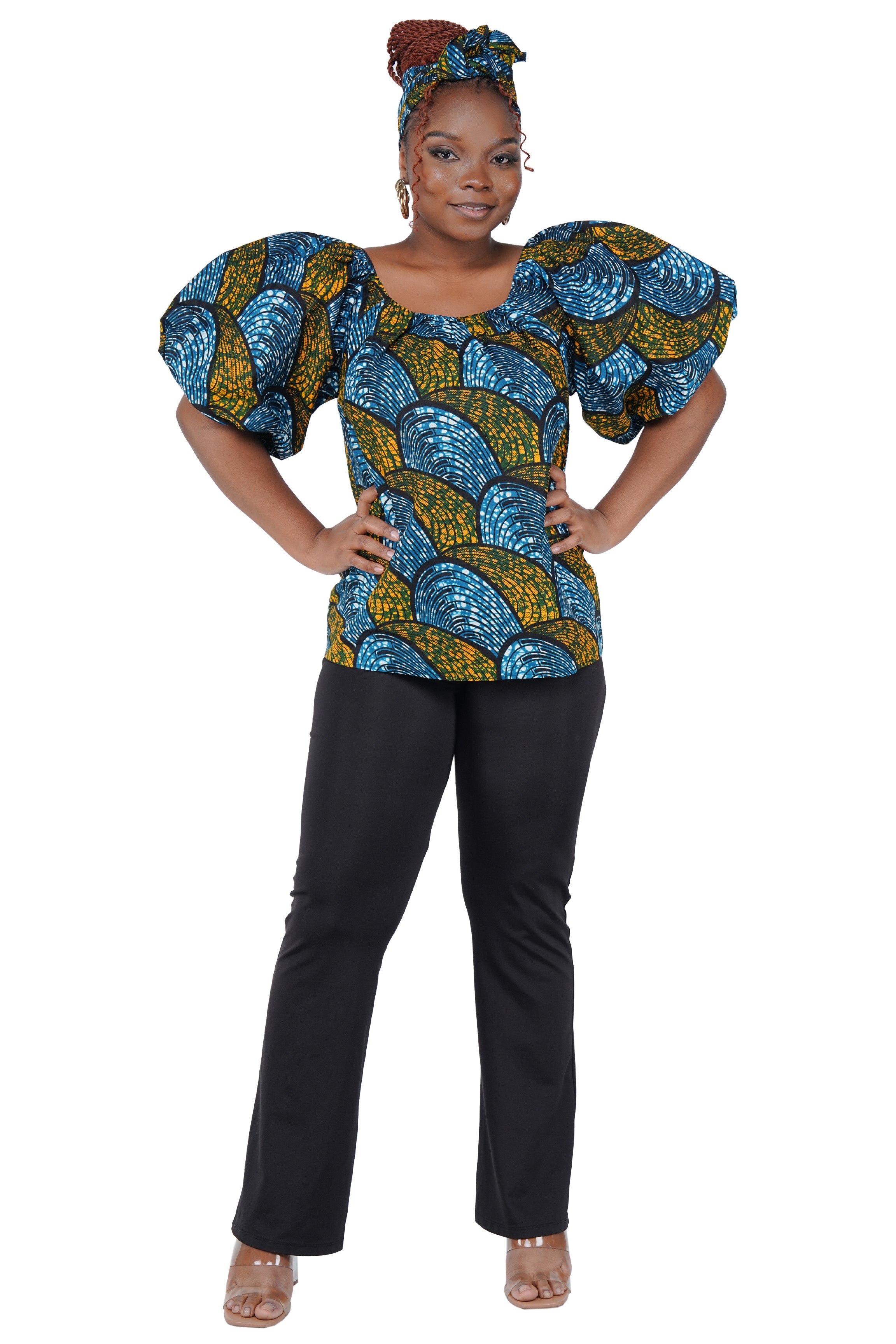African Print Off-Shoulder Top – 100% Cotton | One Size &amp; Plus Size