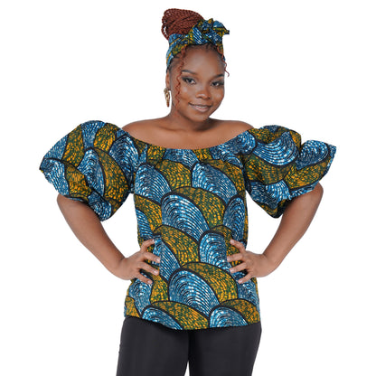 African Print Off-Shoulder Top – 100% Cotton | One Size &amp; Plus Size