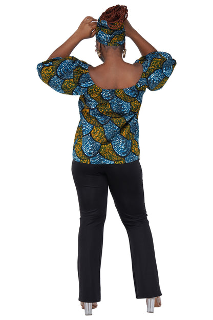 African Print Off-Shoulder Top – 100% Cotton | One Size &amp; Plus Size