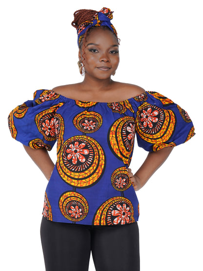 African Print Off-Shoulder Top – 100% Cotton | One Size &amp; Plus Size
