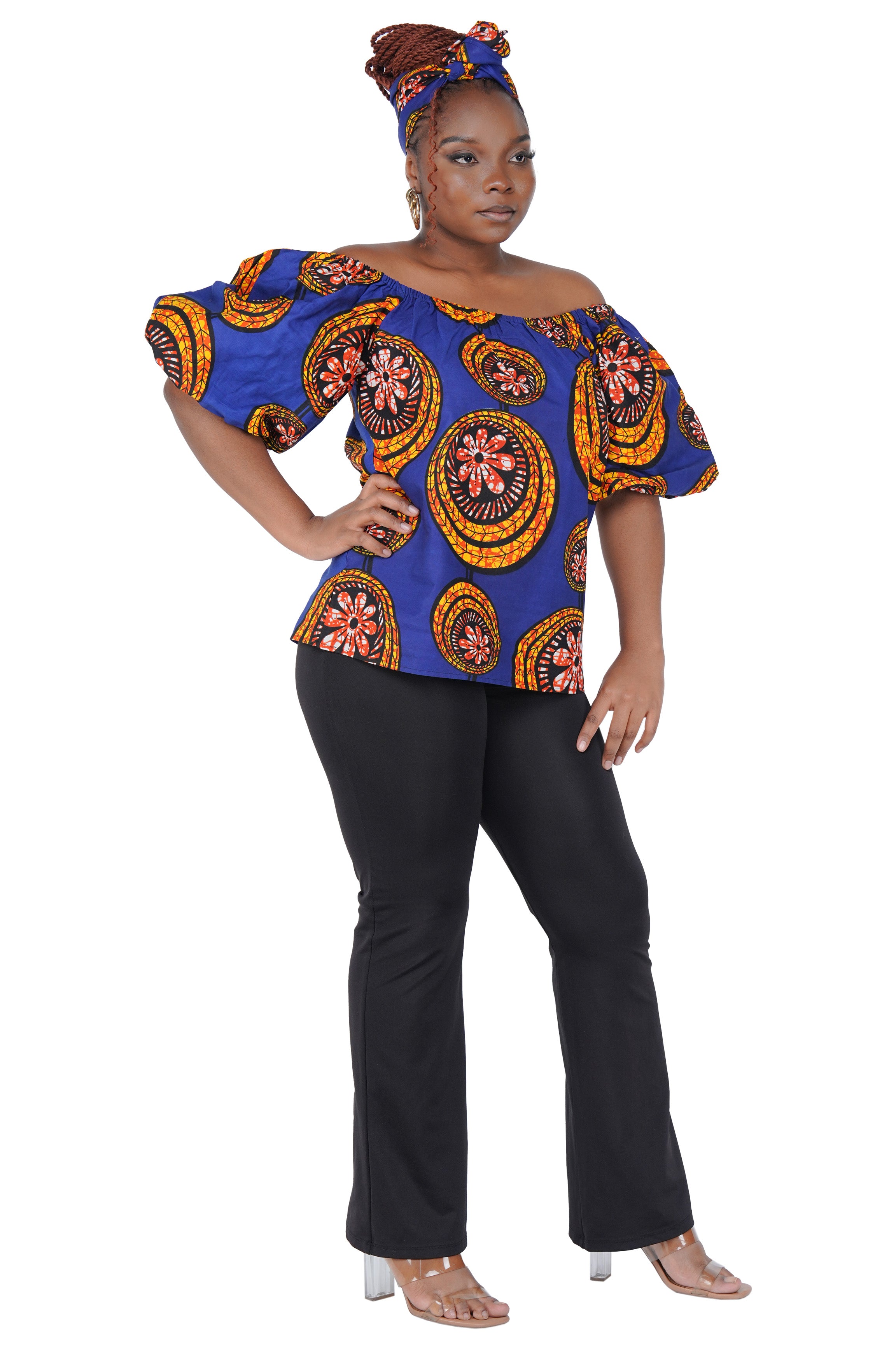 African Print Off-Shoulder Top – 100% Cotton | One Size &amp; Plus Size