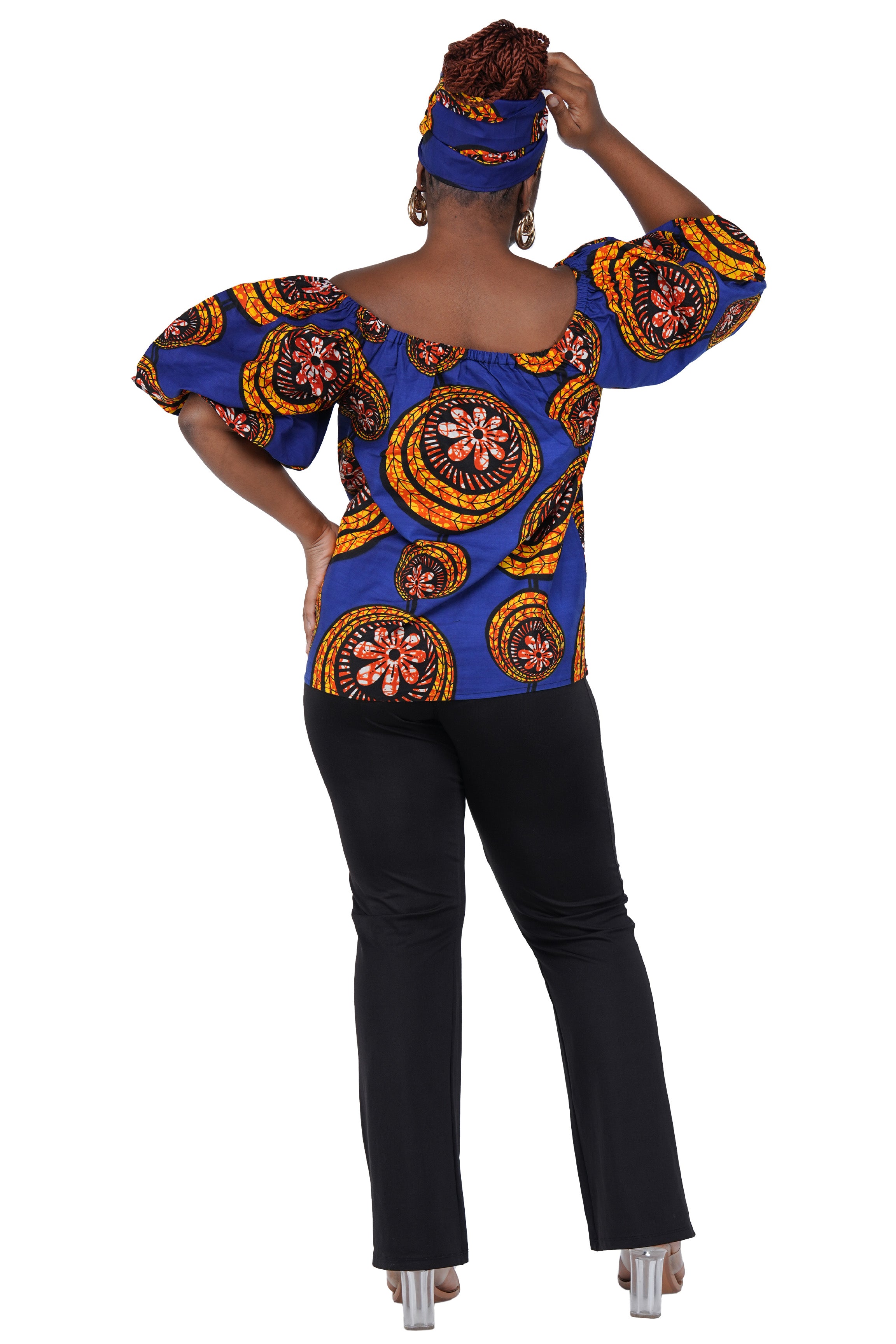 African Print Off-Shoulder Top – 100% Cotton | One Size &amp; Plus Size
