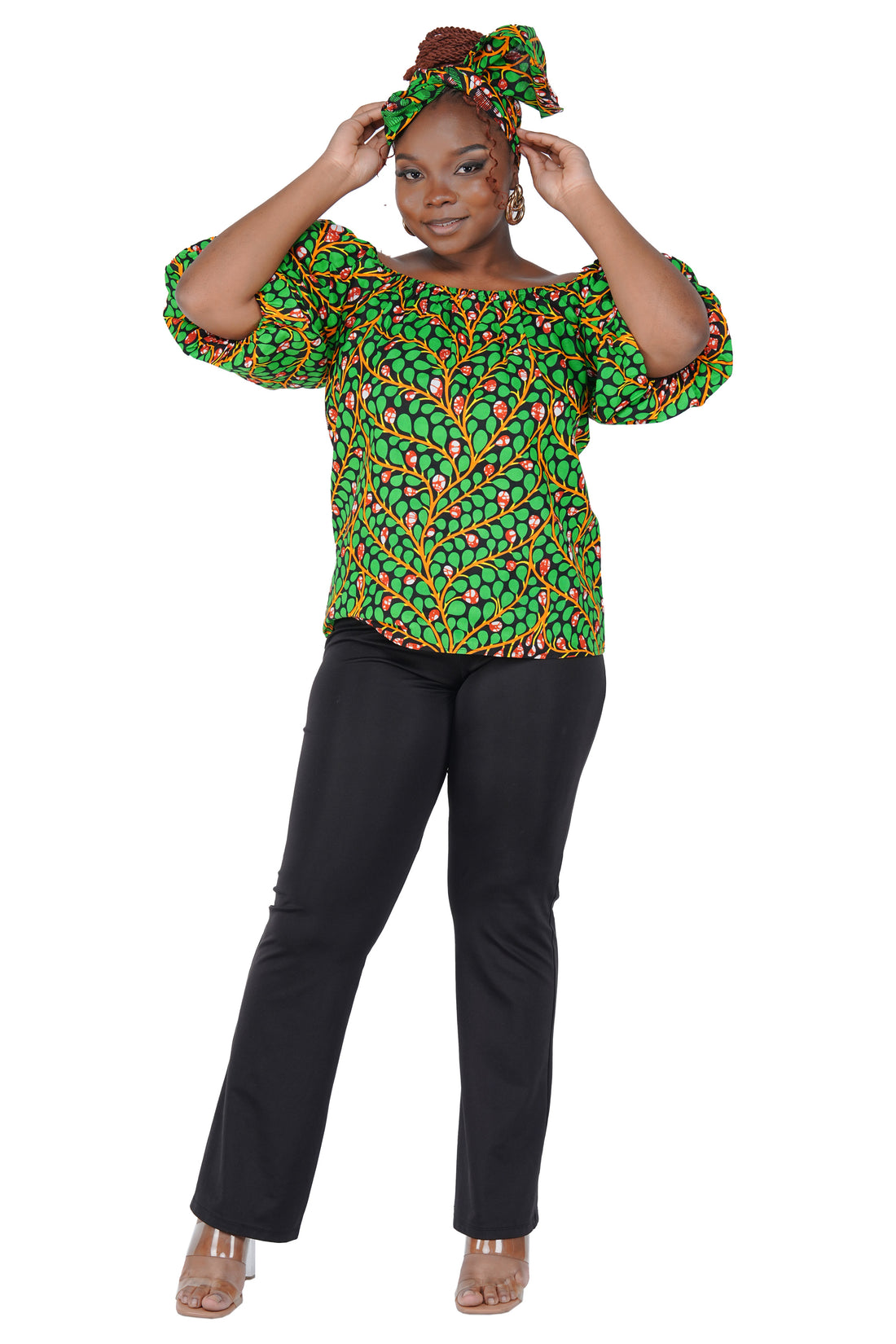 African Print Off-Shoulder Top – 100% Cotton | One Size &amp; Plus Size