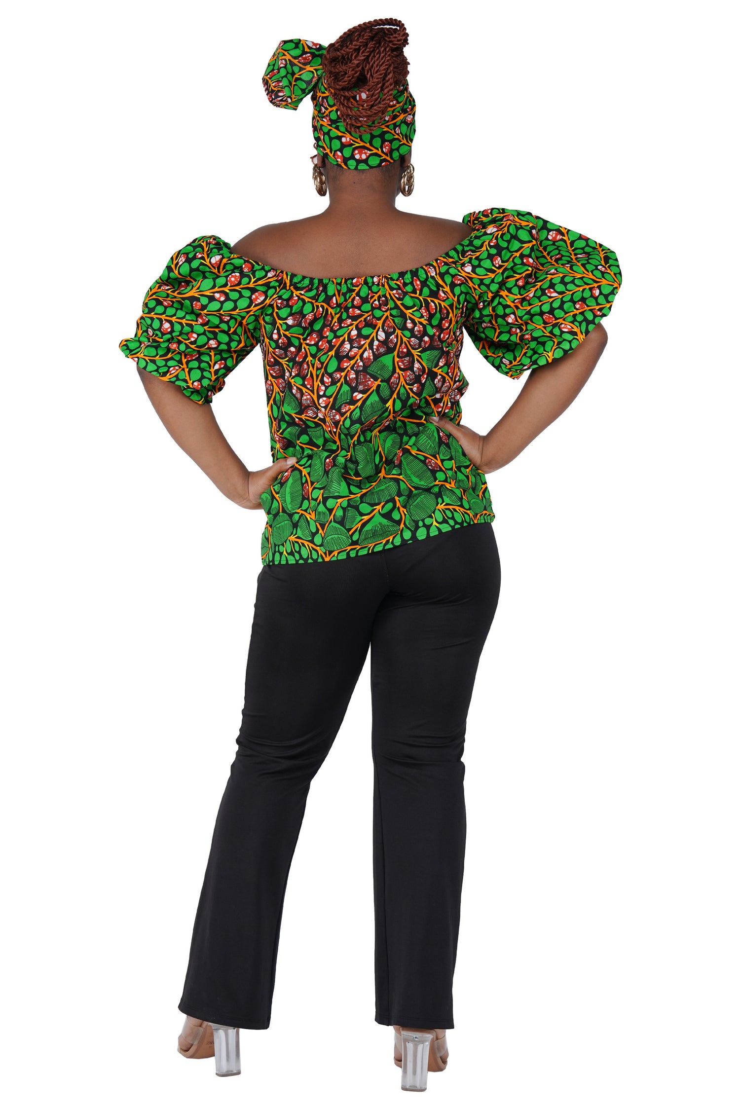 African Print Off-Shoulder Top – 100% Cotton | One Size &amp; Plus Size
