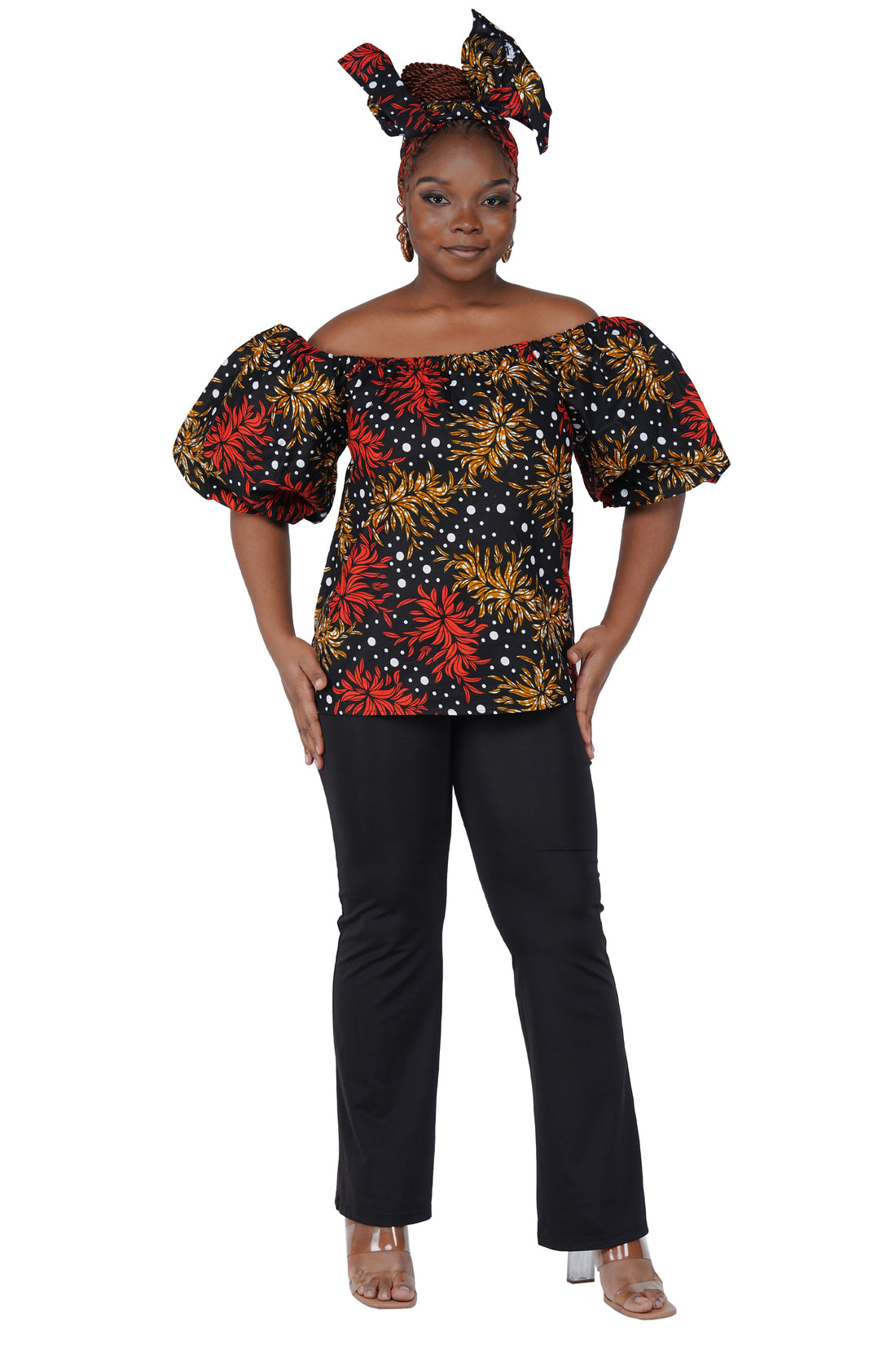 African Print Off-Shoulder Top – 100% Cotton | One Size &amp; Plus Size