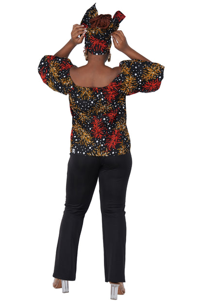African Print Off-Shoulder Top – 100% Cotton | One Size &amp; Plus Size