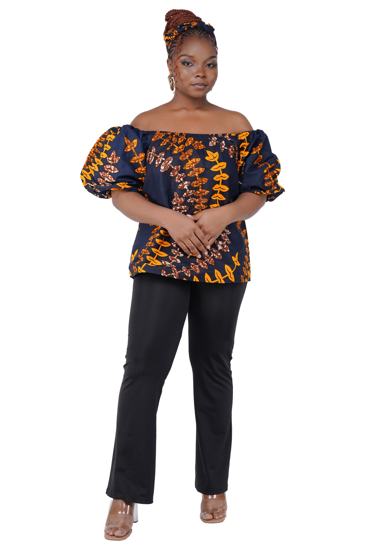 African Print Off-Shoulder Top – 100% Cotton | One Size &amp; Plus Size
