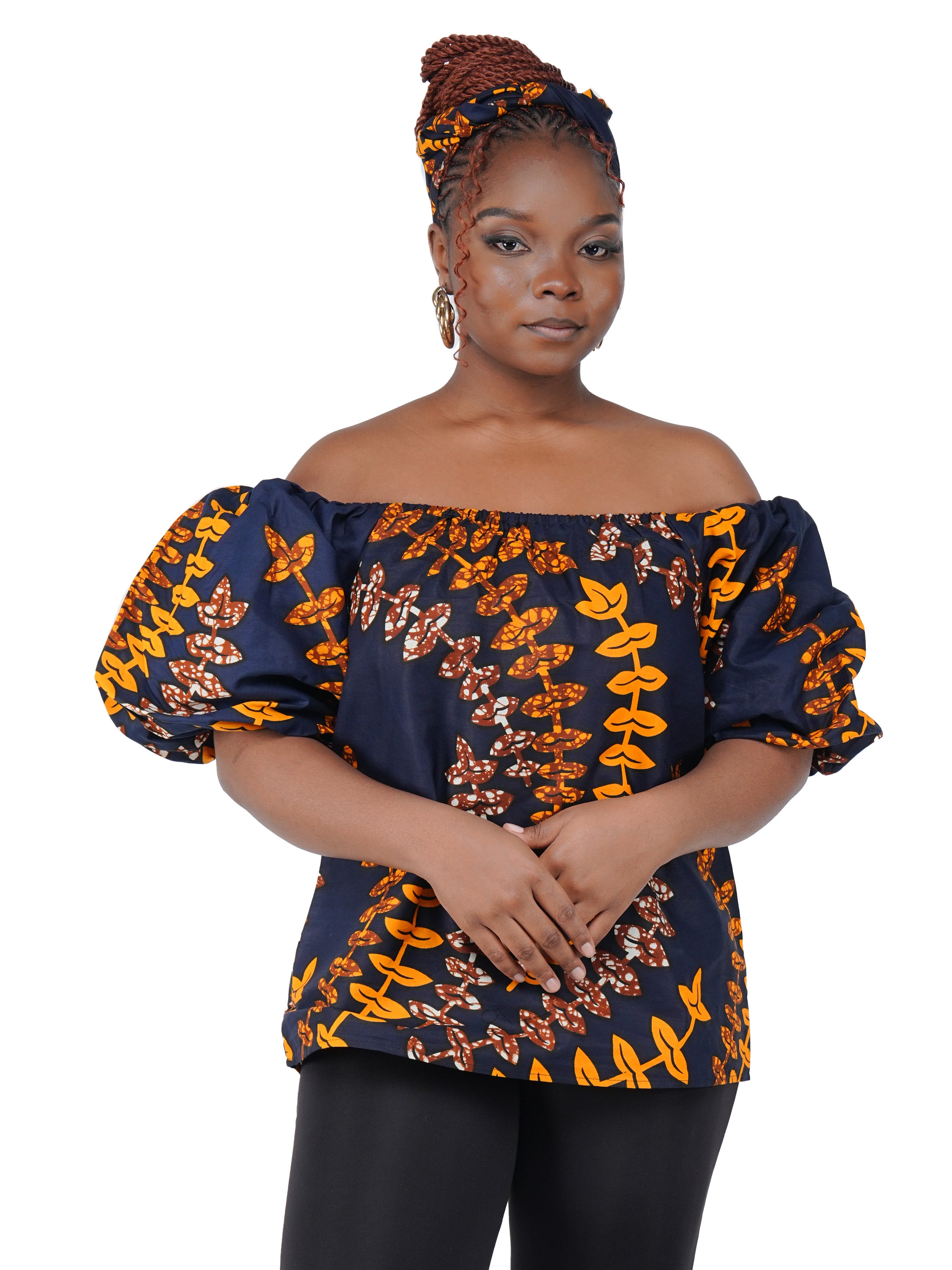 African Print Off-Shoulder Top – 100% Cotton | One Size &amp; Plus Size