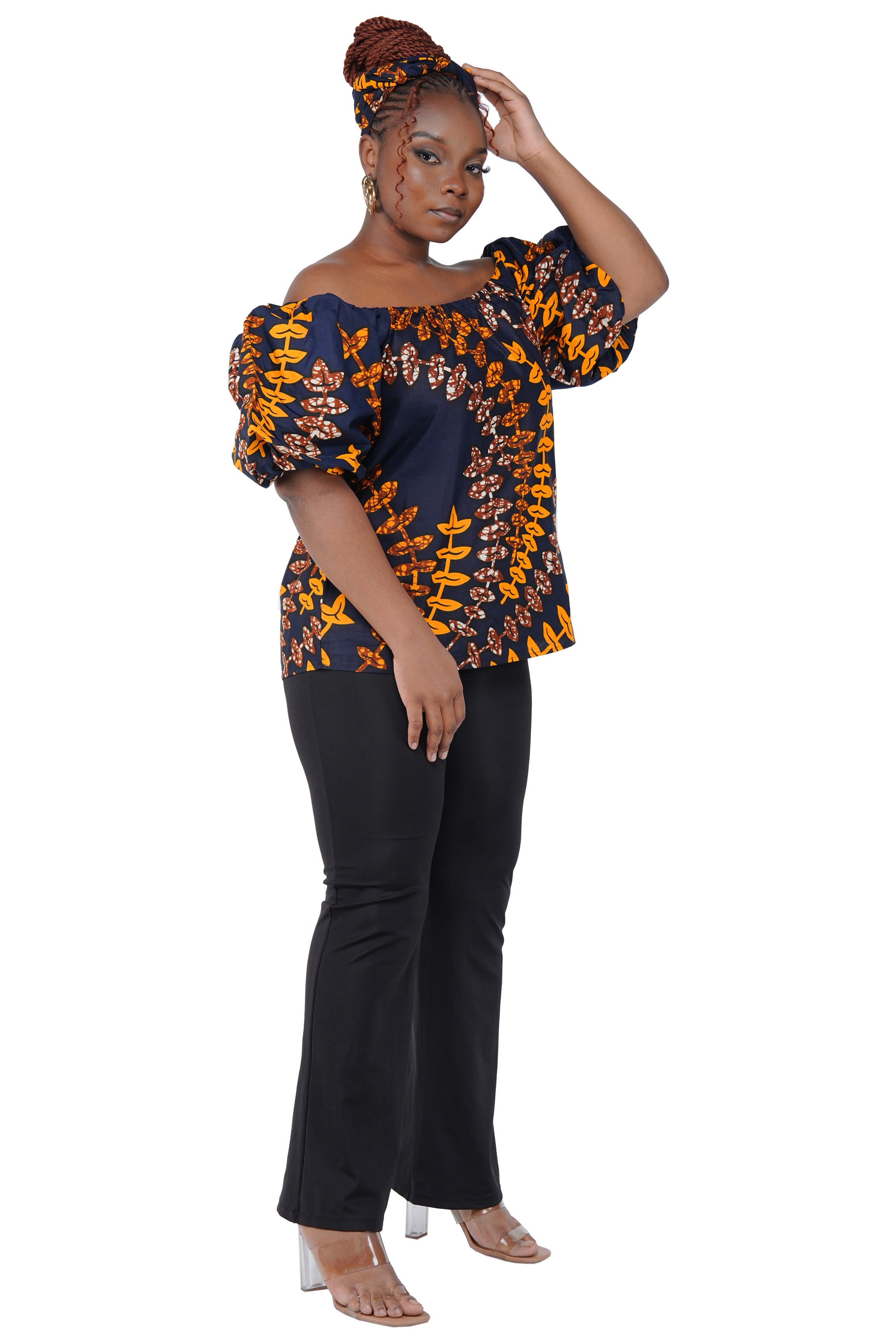 African Print Off-Shoulder Top – 100% Cotton | One Size &amp; Plus Size
