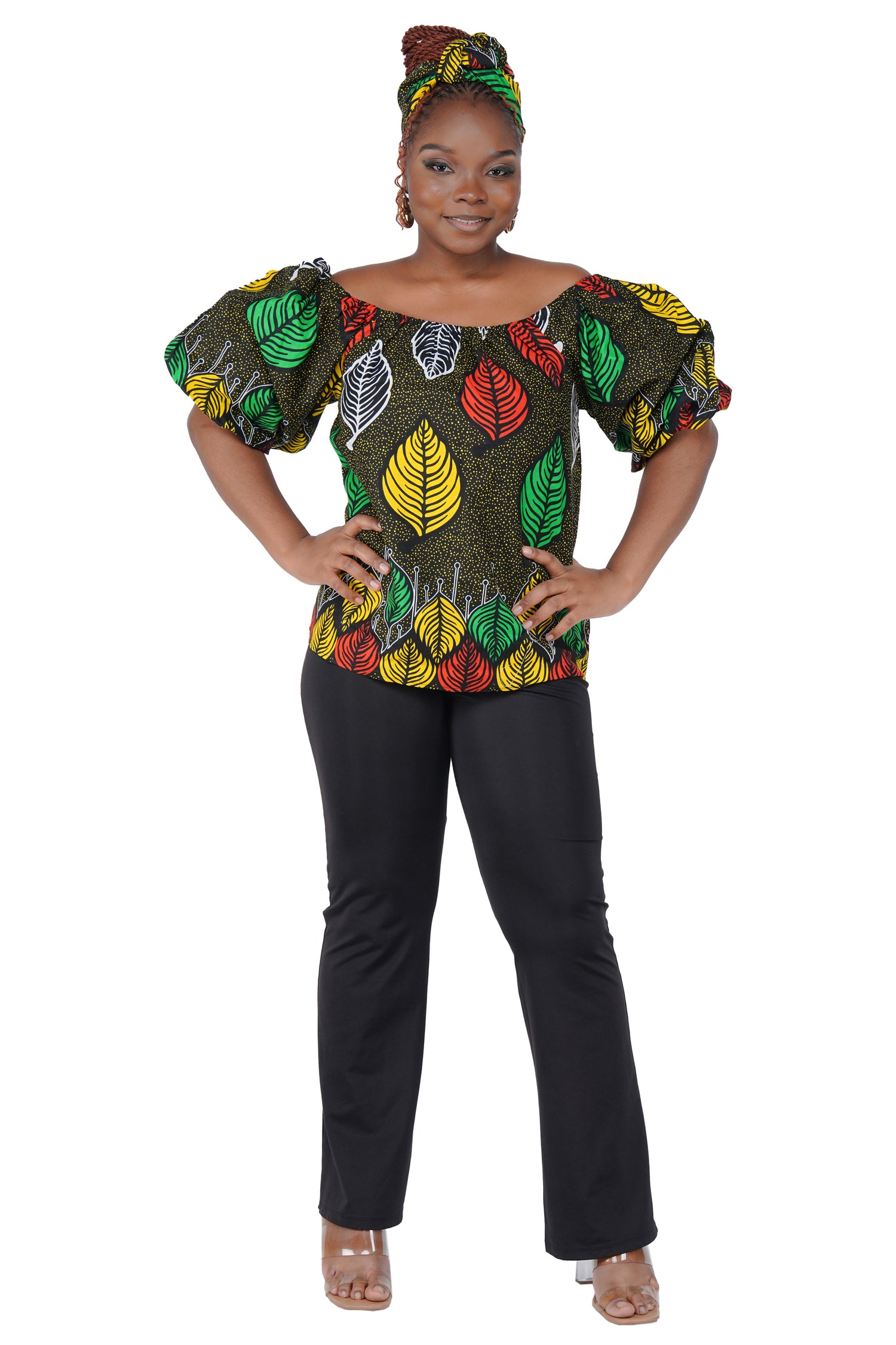 African Print Off-Shoulder Top – 100% Cotton | One Size &amp; Plus Size