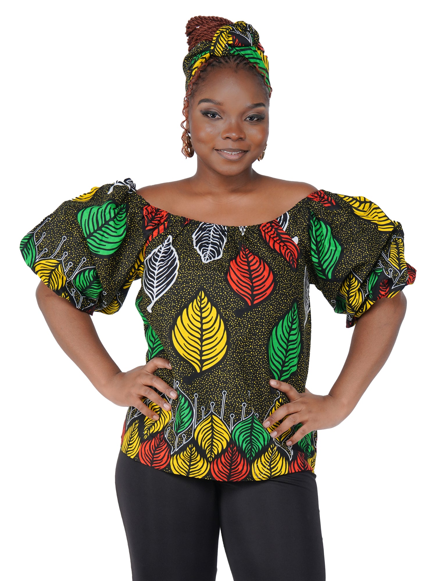 African Print Off-Shoulder Top – 100% Cotton | One Size &amp; Plus Size