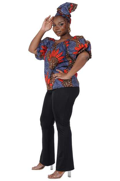 African Print Off-Shoulder Top – 100% Cotton | One Size &amp; Plus Size