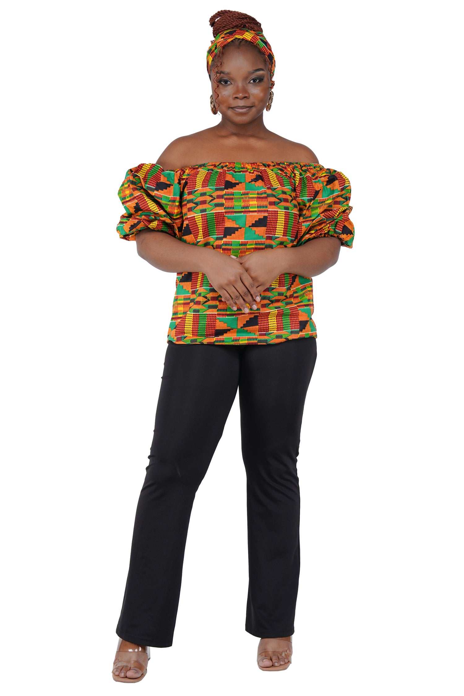African Print Off-Shoulder Top – 100% Cotton | One Size &amp; Plus Size