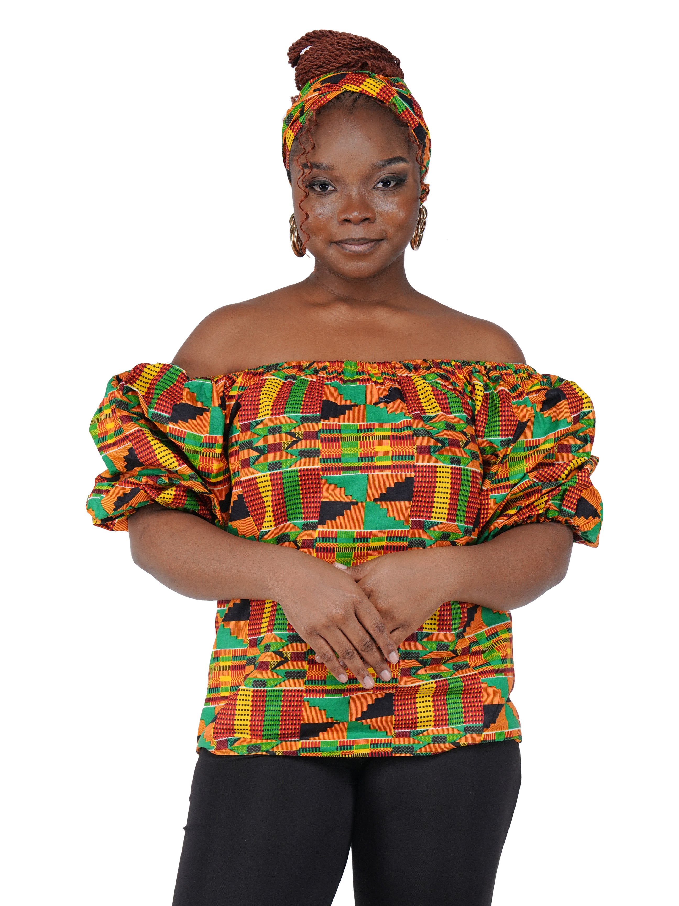 African Print Off-Shoulder Top – 100% Cotton | One Size &amp; Plus Size