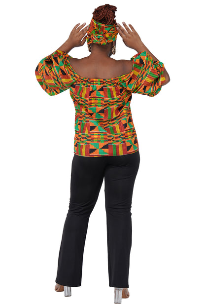 African Print Off-Shoulder Top – 100% Cotton | One Size &amp; Plus Size