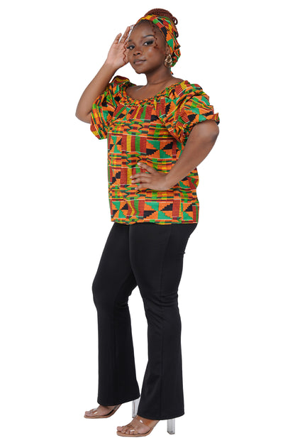 African Print Off-Shoulder Top – 100% Cotton | One Size &amp; Plus Size