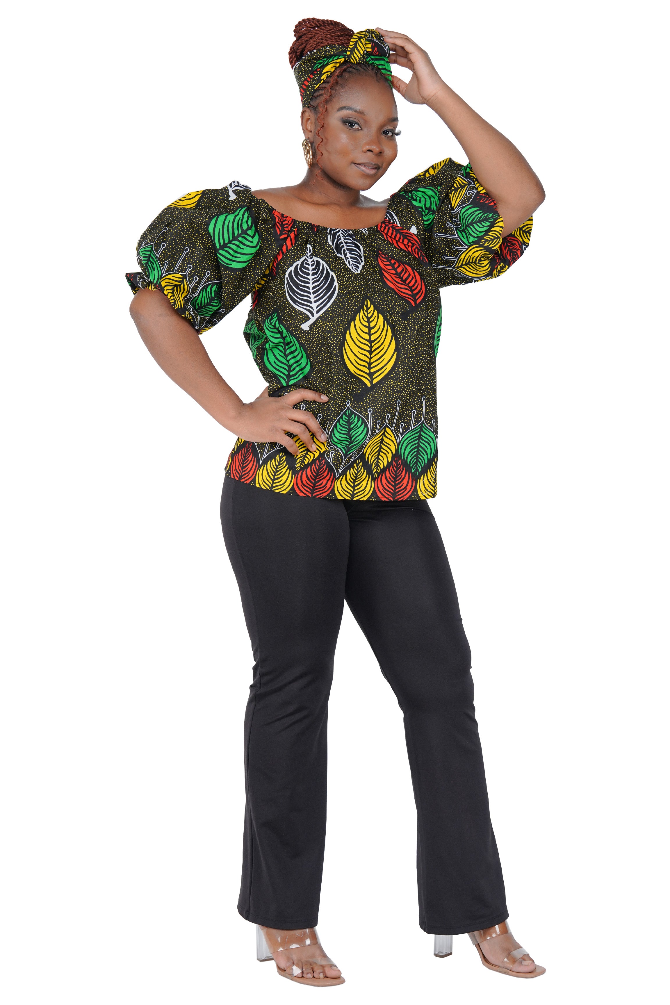 African Print Off-Shoulder Top – 100% Cotton | One Size &amp; Plus Size