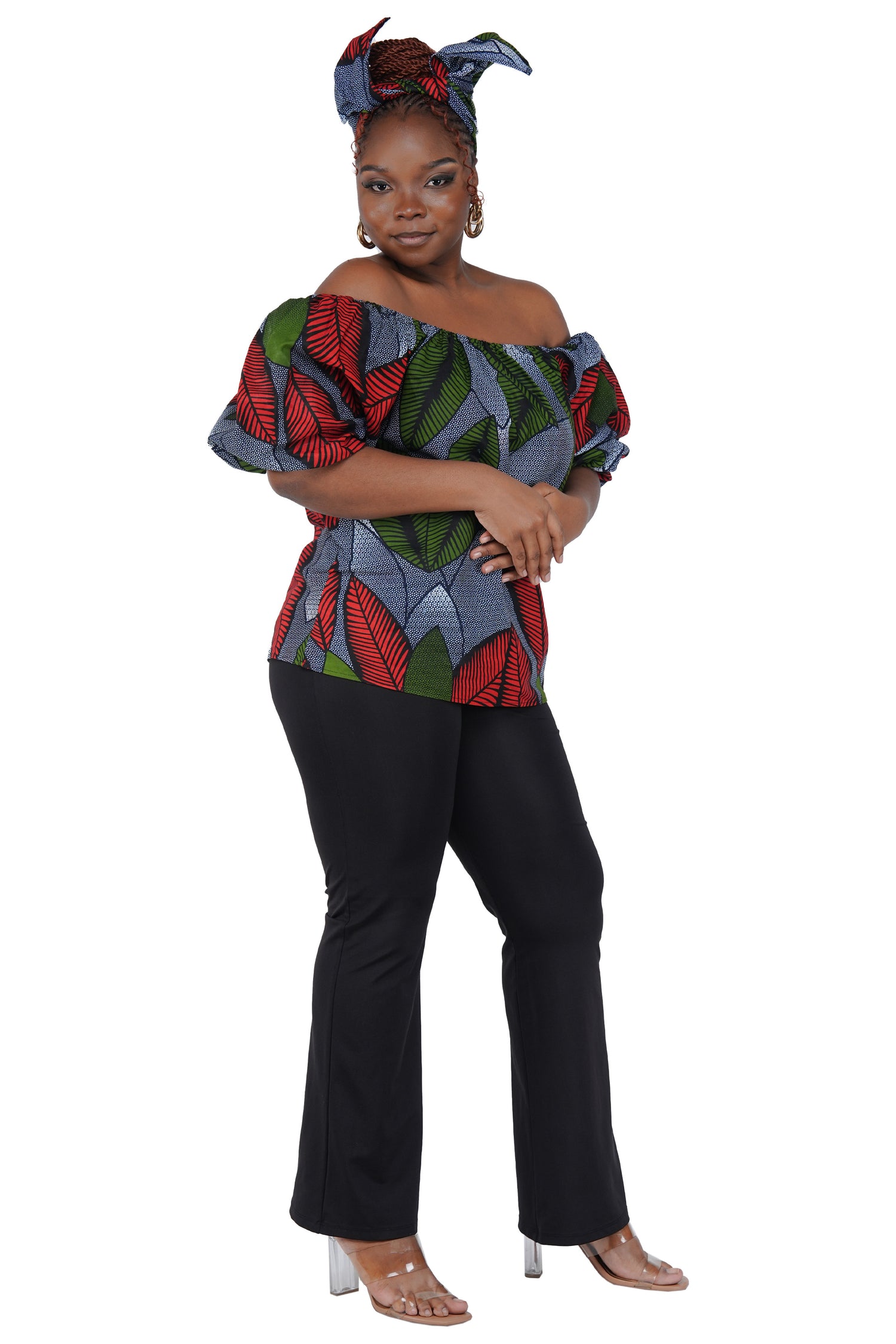 African Print Off-Shoulder Top – 100% Cotton | One Size &amp; Plus Size