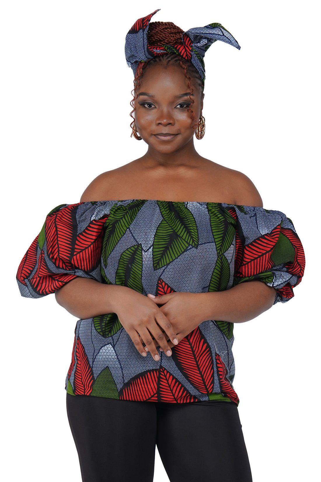 African Print Off-Shoulder Top – 100% Cotton | One Size &amp; Plus Size