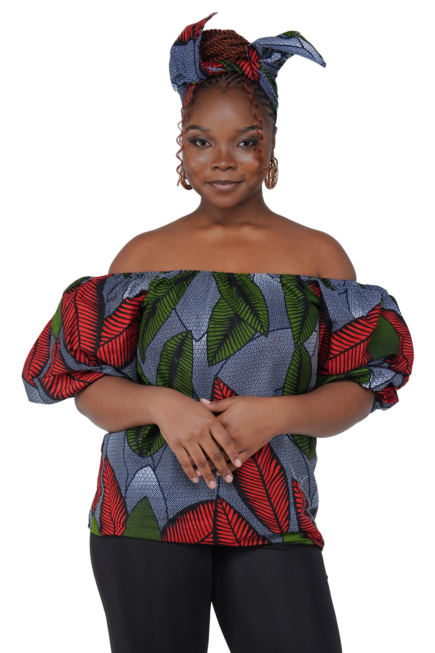 African Print Off-Shoulder Top – 100% Cotton | One Size &amp; Plus Size