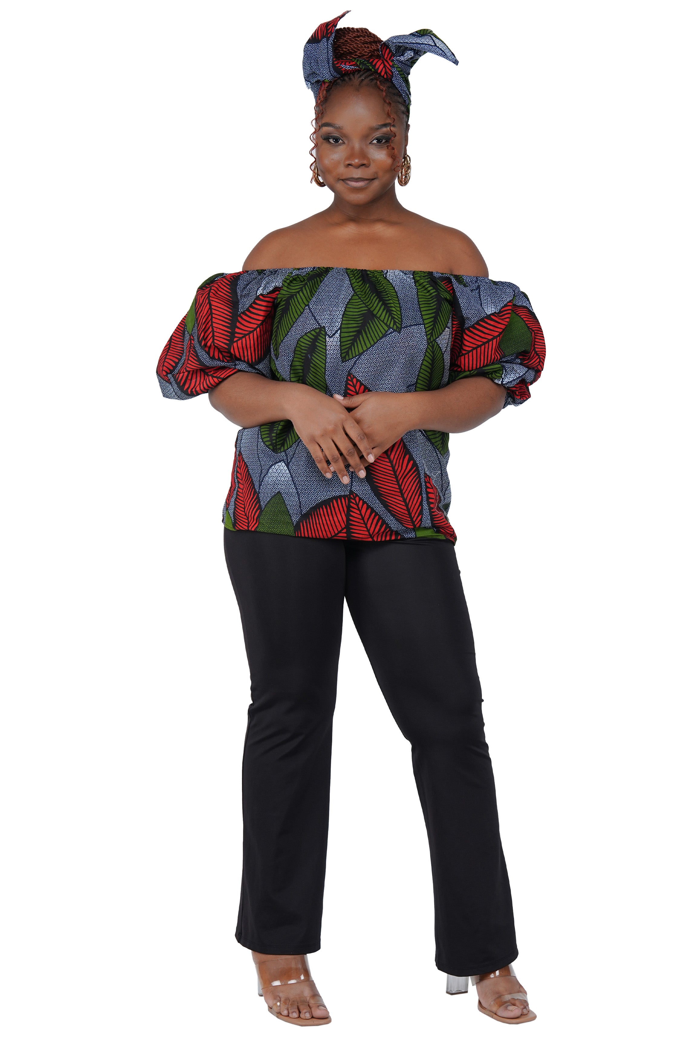African Print Off-Shoulder Top – 100% Cotton | One Size &amp; Plus Size