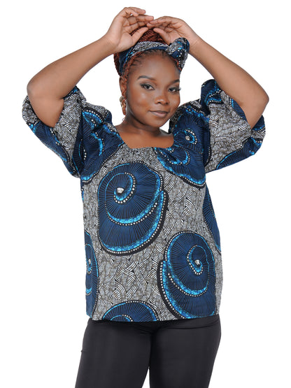 African Print Off-Shoulder Top – 100% Cotton | One Size &amp; Plus Size