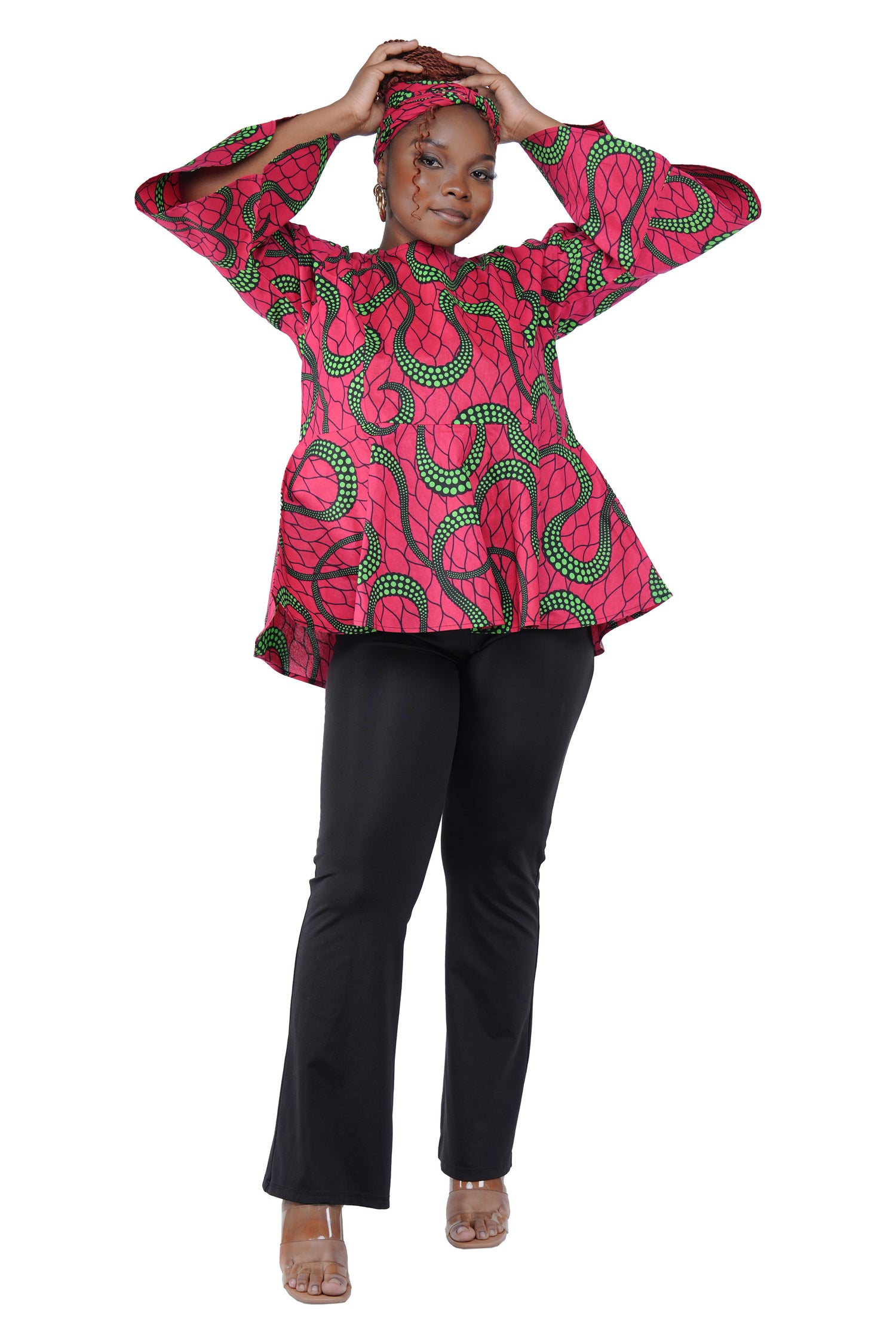 Elegant African print blouse for church and formal wear