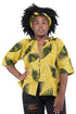 African button down shirt with frill collar front view