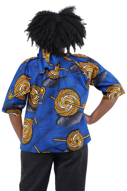 African Button Down Cotton Shirt | Frill Collar Afrocentric Top M–5XL