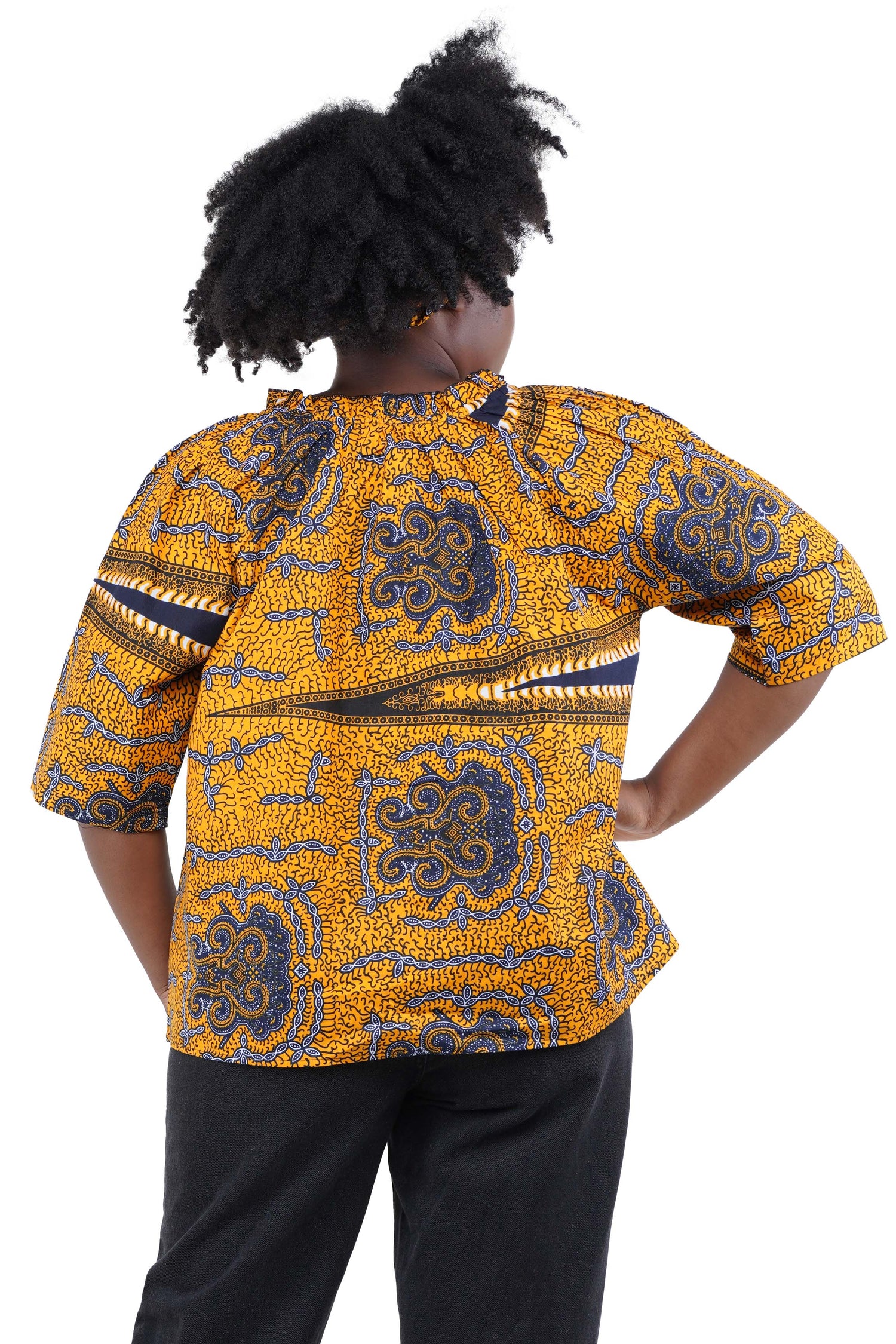 African Button Down Cotton Shirt | Frill Collar Afrocentric Top M–5XL