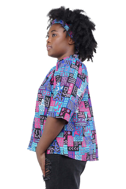 African Button Down Cotton Shirt | Frill Collar Afrocentric Top M–5XL