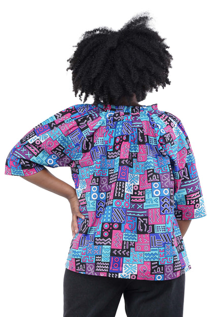 African Button Down Cotton Shirt | Frill Collar Afrocentric Top M–5XL