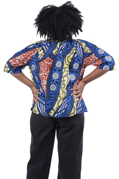 African Button Down Cotton Shirt | Frill Collar Afrocentric Top M–5XL
