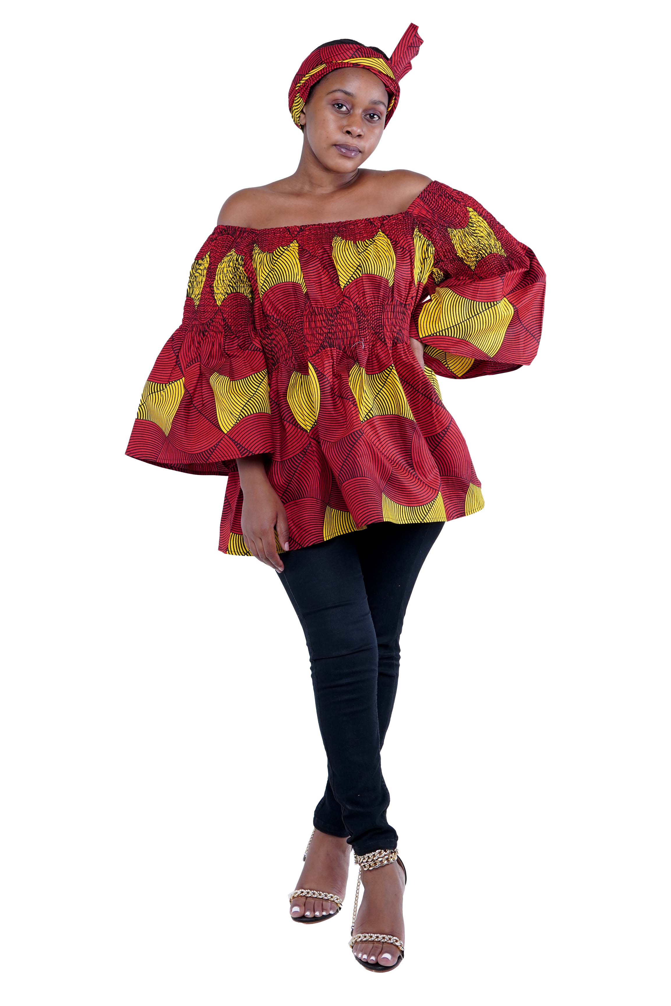 African Smoked Peplum Blouse