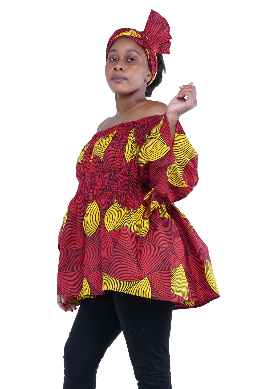 African Smoked Peplum Blouse