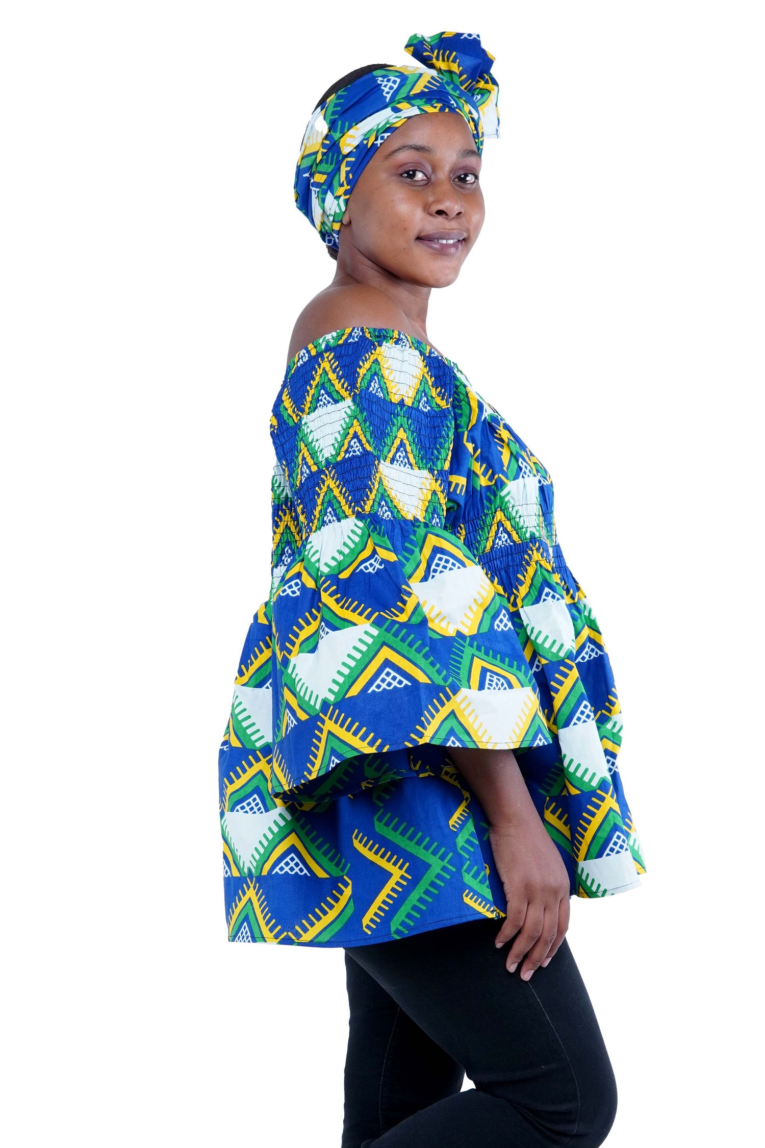 African Smoked Peplum Blouse