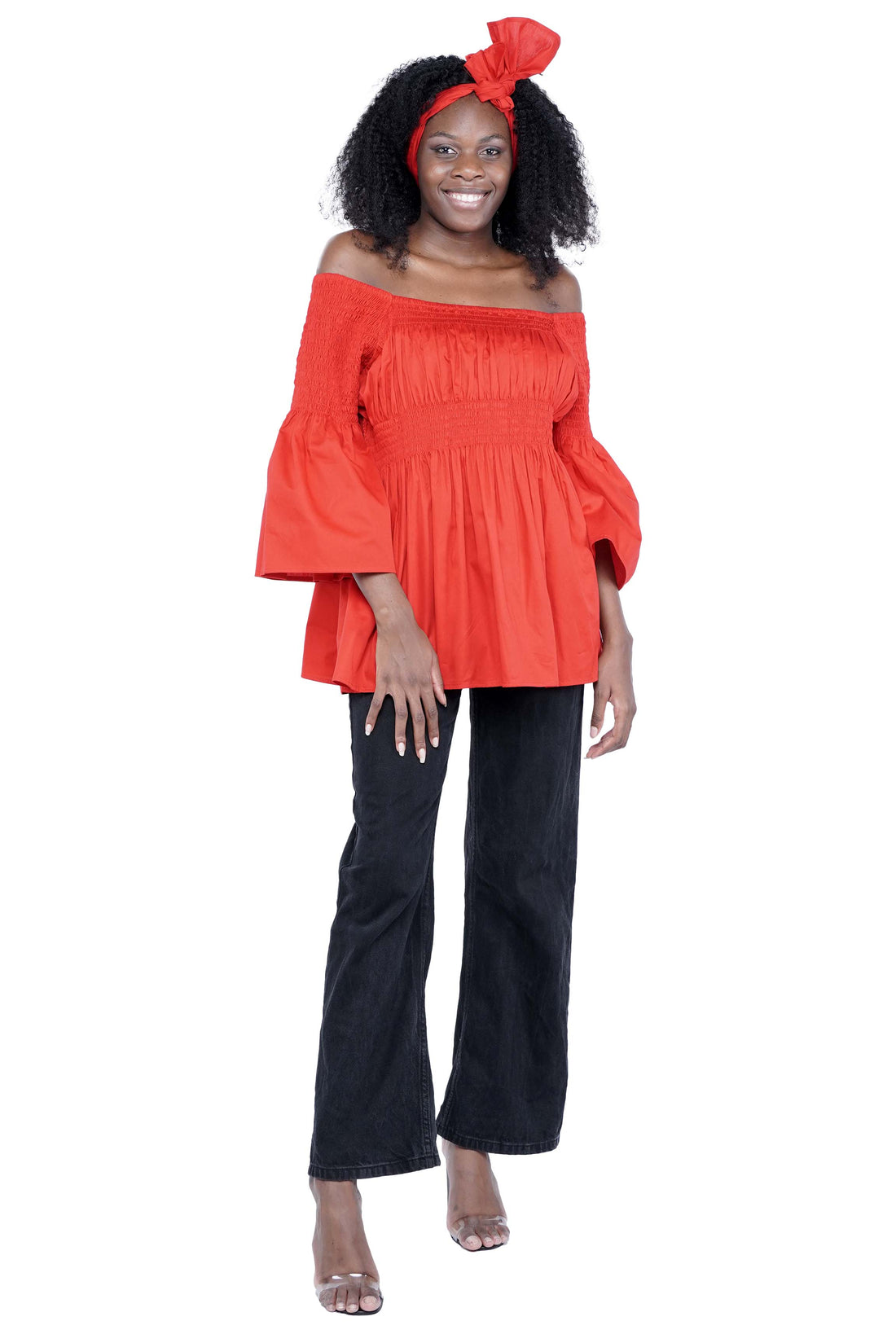 African Smocked Peplum Blouse