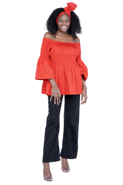 African Smocked Peplum Blouse