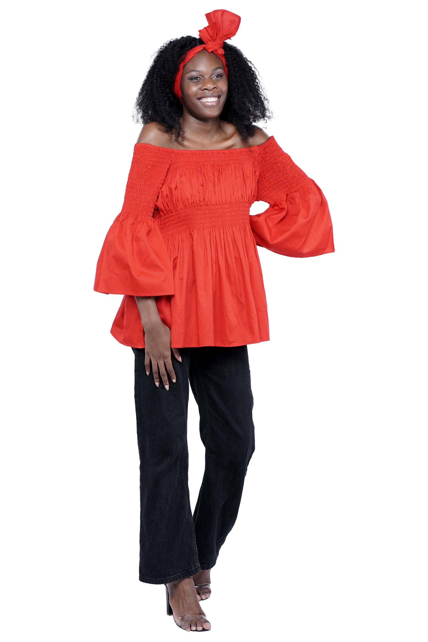 African Smocked Peplum Blouse