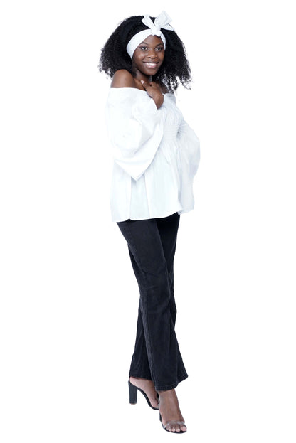 African Smocked Peplum Blouse | One Size
