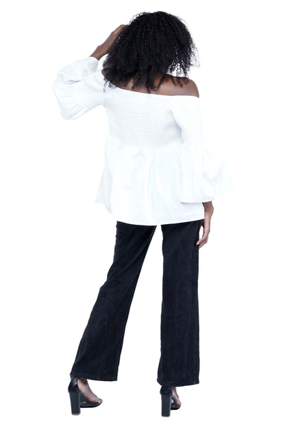 African Smocked Peplum Blouse | One Size