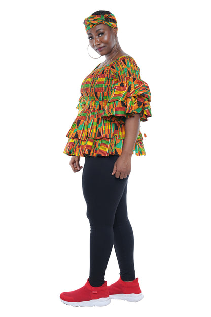 African Double Layer Smocked Top