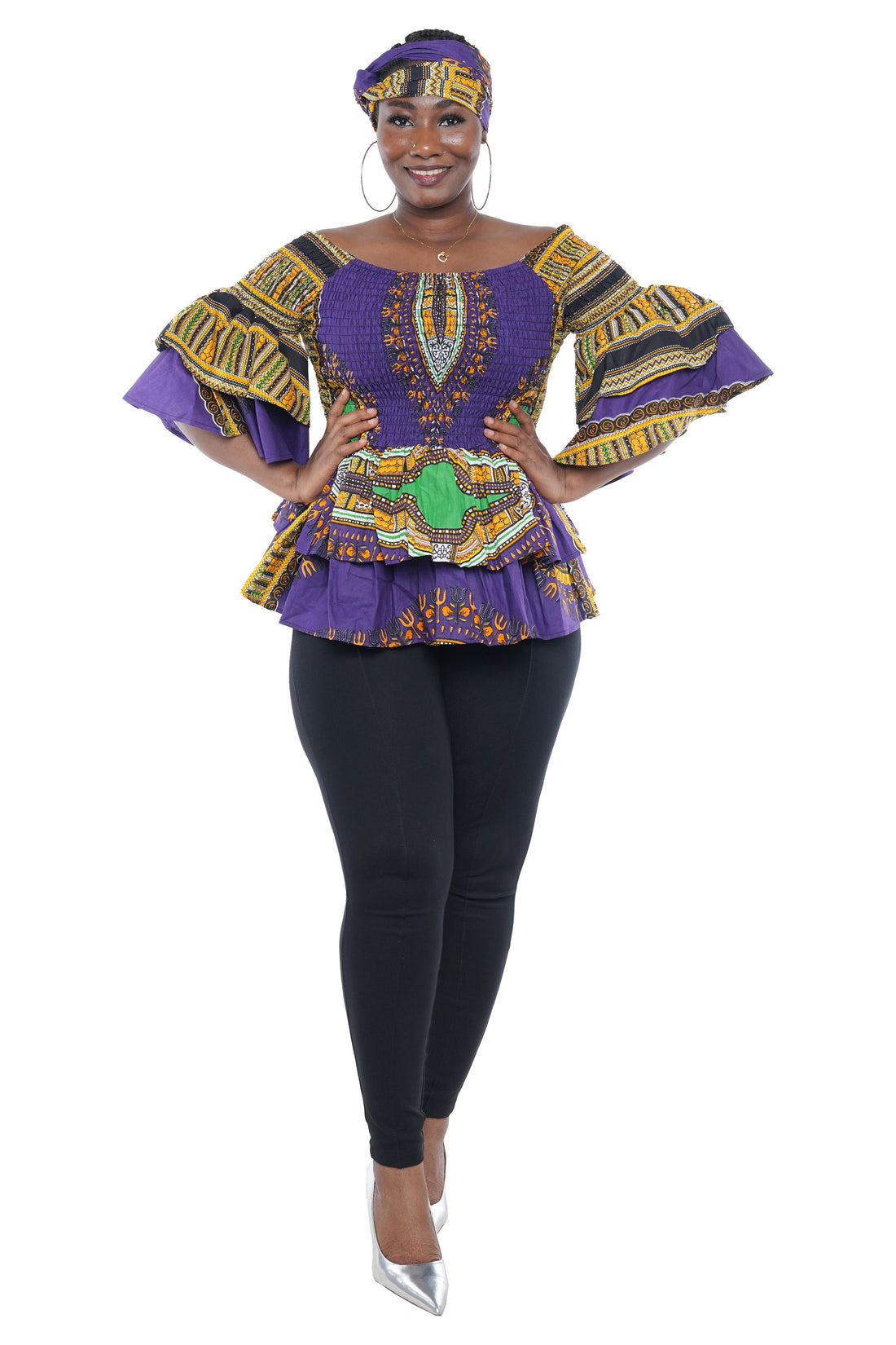 African Double Layer Smocked Top